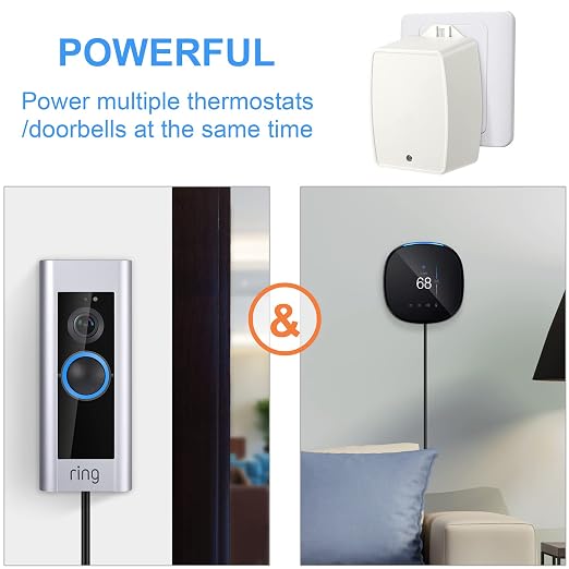 Hotop 24 Volt Transformer 40 VA AC Transformer Plug in with PTC Fuse Compatible with Ring Doorbell and Thermostat Compatible with Nest, Ecobee, Sensi/Honeywell/24V Adapter(1 Pack,Without Screw Holes)