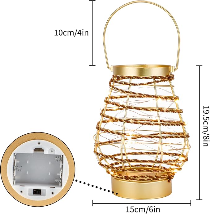 Set of 12 Metal Cordless Table Lamp 8 "H Metal Cage LED Cage Lamp with 6-Hour Timer, Vintage Decorative Fairy Lights Lantern for Indoor/Outdoor Bedrooms Weddings Parties Patio Events