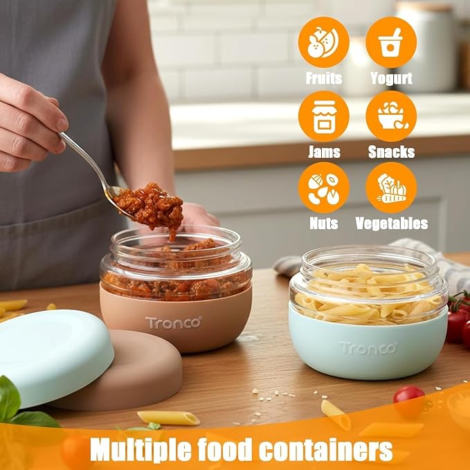 Tronco 32 oz Glass Food Storage & Lunch Bowl Containers with Airtight Lids | Leak & Spill Proof Meal Prep Container & Food Storage Jar for Lunch, Salad, Oats, Soup, BPA-Free, Microwave & Dishwasher Safe