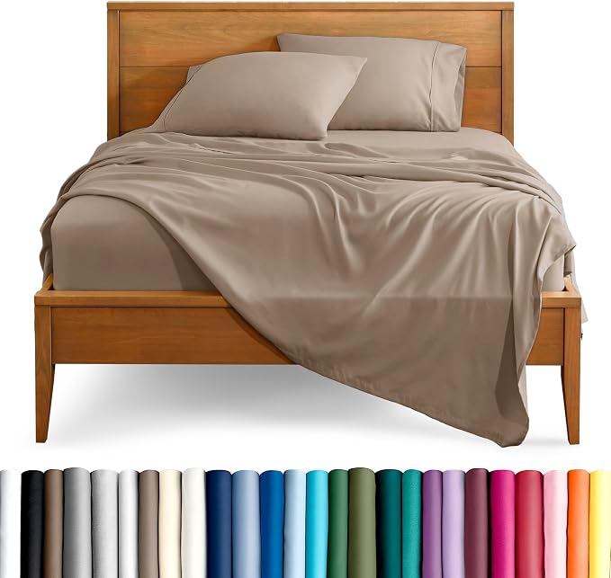 Bare Home Full Sheet Set - 1800 Ultra-Soft Microfiber Full Bed Sheets - Double Brushed - Deep Pockets - Easy Fit - 4 Piece Set - Bedding Sheets & Pillowcases (Full, Pebble)