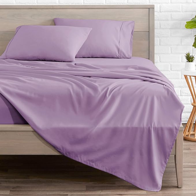 Bare Home Full Sheet Set - 1800 Ultra-Soft Microfiber Full Bed Sheets - Double Brushed - Deep Pockets - Easy Fit - 4 Piece Set - Bedding Sheets & Pillowcases (Full, Lavender)
