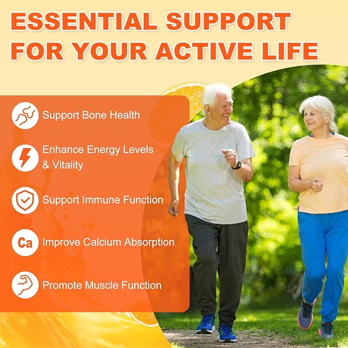 Gummies Vitamine D3 K2 avec D3 10000 UI et K2 200 MCG, Supplément de Vitamine D 6-en-1 avec Magnésium, Zinc et Calcium pour le Soutien Osseux, Immunitaire et Énergétique, Sans Sucre, Arôme Orange, 120 Unités