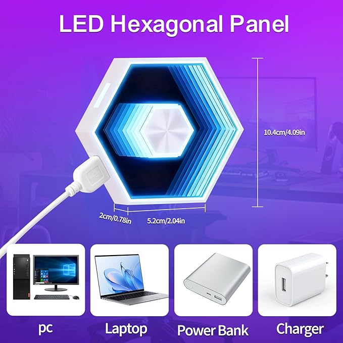 Hexagon LED Lights - 8 Pack Smart APP RGB Gaming LED Light with Remote Control & Music Sync Honeycomb Shape Hexagon Wall Lights for Bedroom, Living Room Wall, Gaming Decor