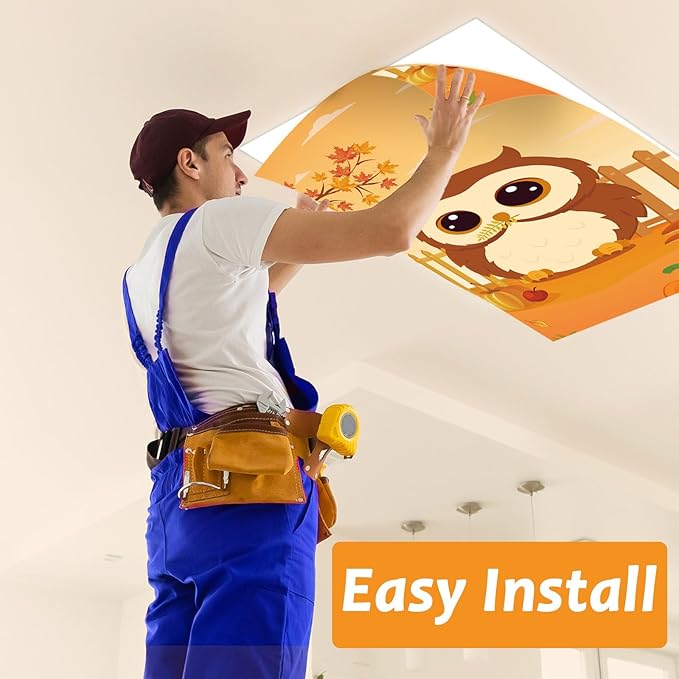 8 Pcs Fluorescent Light Covers with 80 Magnets Fall Animal Decorative for Classroom Ceiling Light 4 x 2 Feet Magnetic Lights Covers Filter for Office Hospitals Home Autumn Classroom Decor(Fall Animal)