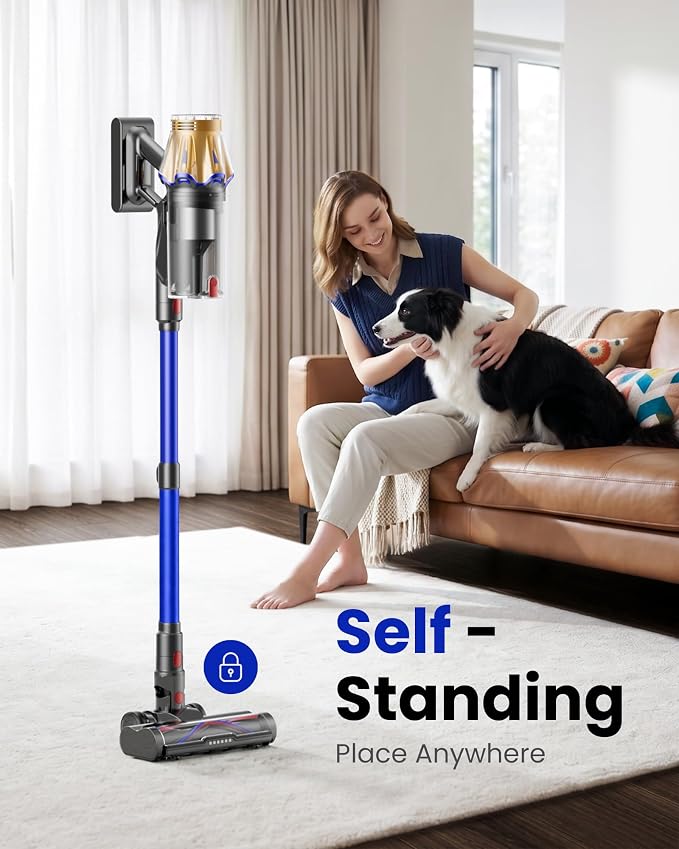 Cordless Vacuum Cleaner, Upgraded 650W 55KPA 70Mins Cordless Stick Vacuum Cleaner with Flexible Hose,Self-Standing,Touch Screen, Anti-tangle Wireless Vacumm Cleaners for Home/Pet Hair/Carpets/Floors
