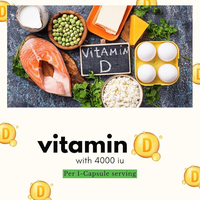 Complément de Vitamine D3 - Soutient la Santé des Os, des Dents, des Muscles et du Système Immunitaire - Vitamine D 4000 UI - 90 Gélules, 3 Mois d'Approvionnement