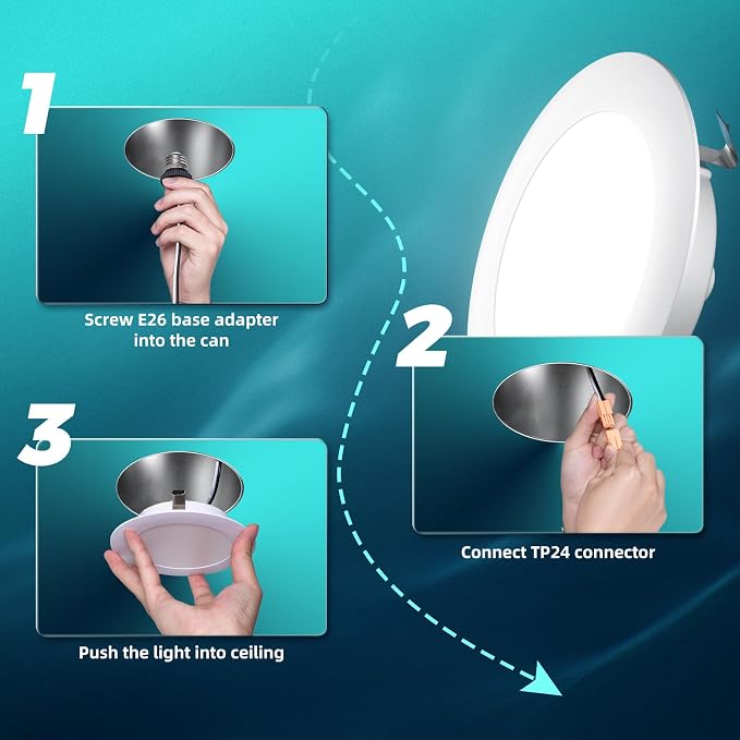 FREELICHT 4 Pack 4 Inch Retrofit LED Recessed Lighting, Selectable 2700K/3000K/4000K/5000K/6000K, Dimmable Flat LED Can Lights, 7W=60W, 700LM, IC & Damp Rated, ETL & FCC, White