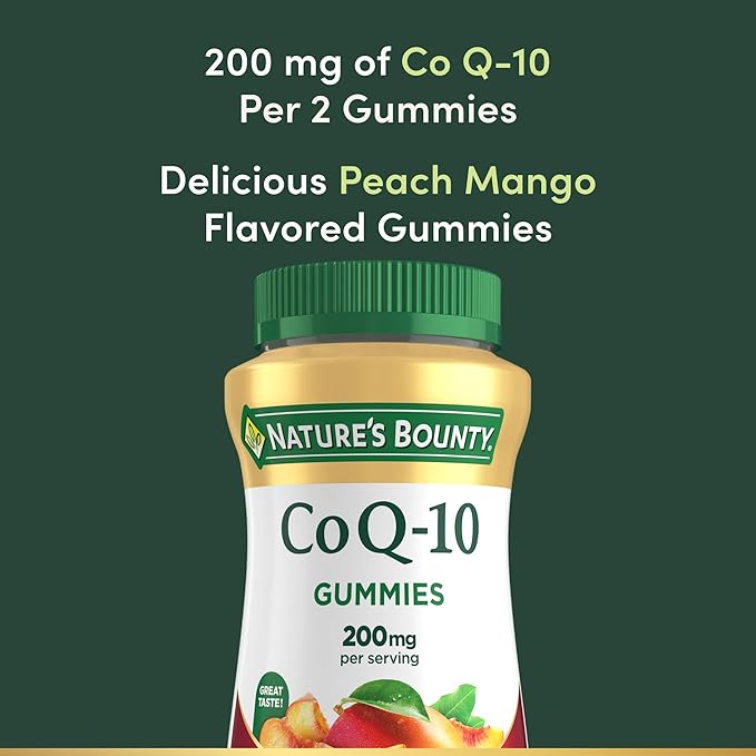 Nature's Bounty CoQ10 Gummies,Supports Heart Health,CoQ10 200mg,Peach Mango Flavor,60 Count (Pack of 2)