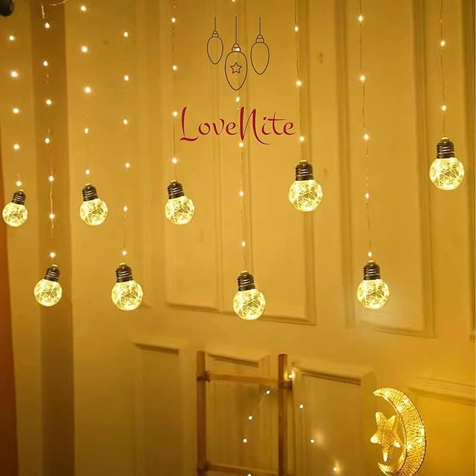 Wishing Ball Fairy Curtain Lights, 200 LED Edison Style Twinkle String Lights with Remote Control, USB Powered Indoor/Outdoor Decor for Bedroom, Christmas, Wedding, Party (Warm White)