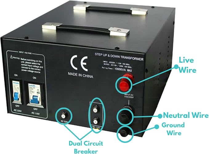 LiteFuze 10,000 Watt Heavy Duty Voltage Converter Transformer - Step Down 240/220/120/110 - Needs to be Hardwired by a Electricain - LT-10,000