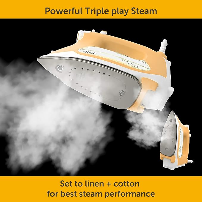 oliso TG1600 ProPlus Auto-Lift Steam Iron - Sewing Quilting & Clothes Ironing – 1800W, Butterscotch
