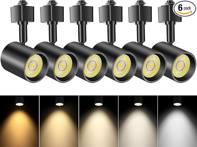 VANoopee 5-Color LED Track Lighting Heads H Type Track Light Heads Dimmable Bright Rail Ceiling Spotlight Fixtures Accent Art Task, 2000K-6000K, Flicker Free CRI90+ 24° 10W 800lm, Matte Black, 6 Pack