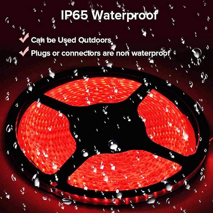 Pontoon LED Strip Lights, 12V 5M/16.4FT Waterproof Marine LED Light Boat Interior Lights, Boat Deck Light for Night Fishing, Ideal for Pontoon and Fishing Boat, Extension Cable Included (Red)