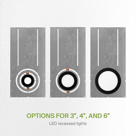 ASD 6 Pack 18 Inch New Construction Mounting Plate Round Hole - 3/4/6 Inch Flat Galvanized Steel Wafer Light Rough In Plate, Universal Light Fixture Mounting Bracket for LED Recessed Lighting