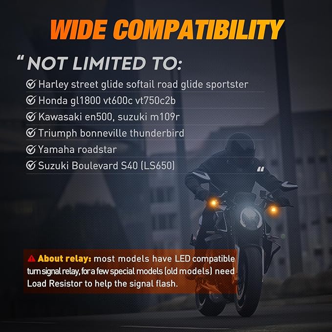 Nilight Motorcycle LED Turn Signals Front Indicator Light Yellow Beam Mini Size Blinkers Compatible with Harley Honda Kawasaki Suzuki Triumph Yamaha Cruiser