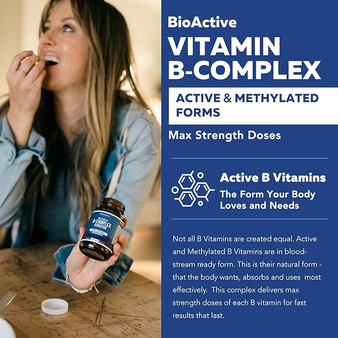 Complexe de Vitamines B BioActives Prêtes à l'Emploi, Complexe B Méthylé Contenant du Méthylfolate, 3 Formes BioActives de B12, BenfoPure® B1 & Pantesin® B5, 12 Vitamines B à Doses Cliniques (120 Portions - Lot de 2)