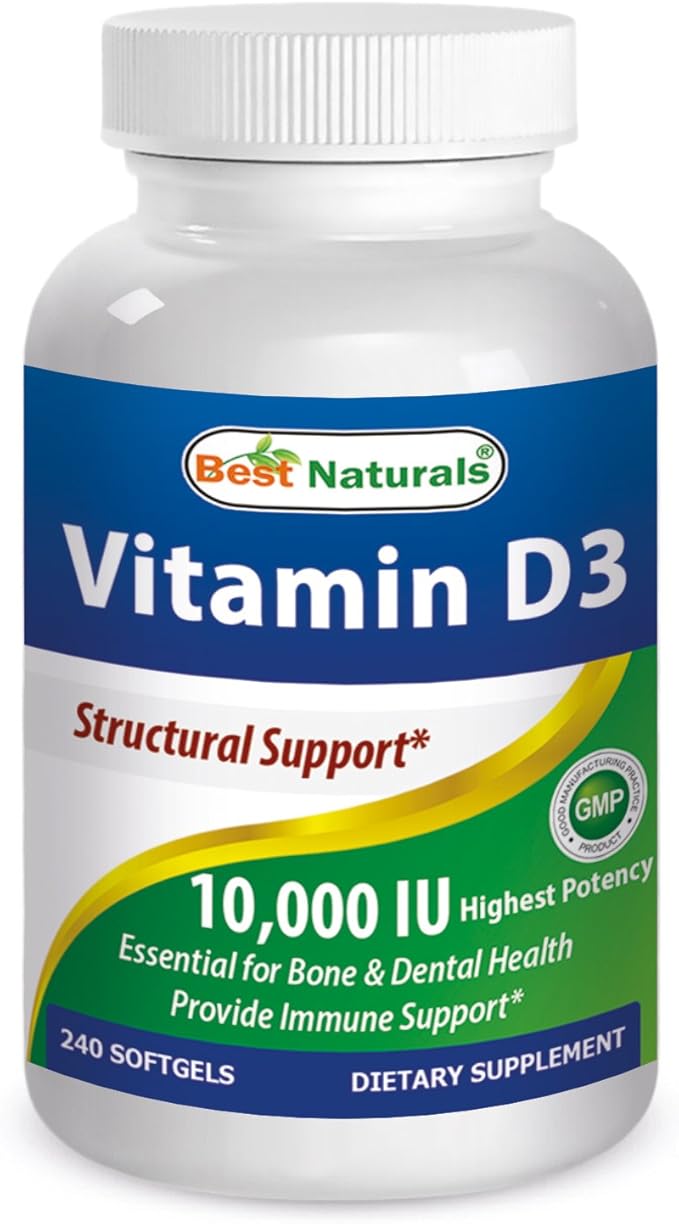 Best Naturals Vitamine D3 10 000 UI, capsule molle, 240 unités