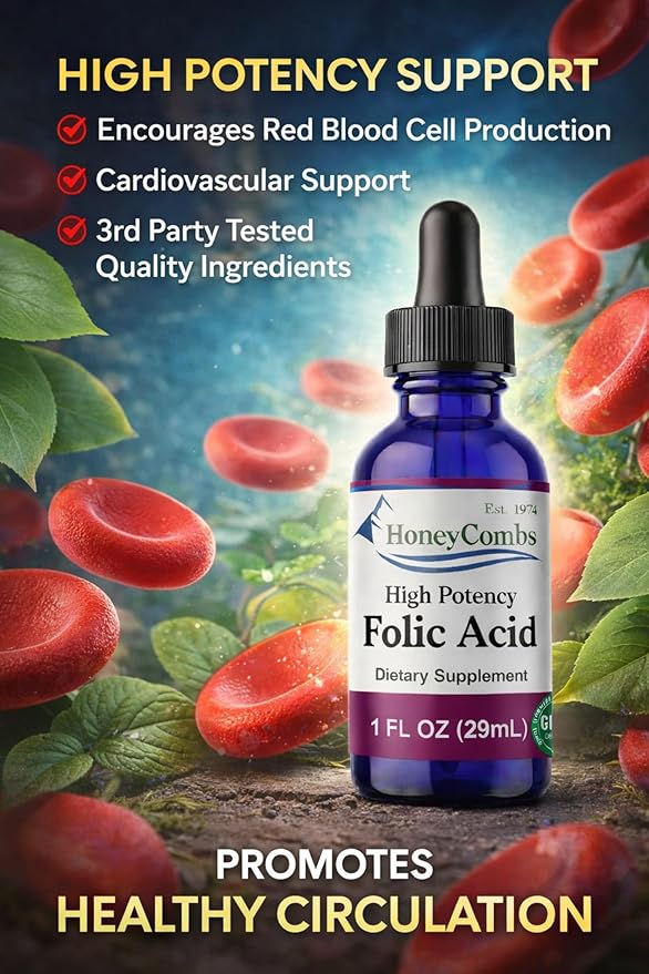 Vitamin B9 (Folic Acid) Drops – B Vitamin Liquid Folate Drops to Support Blood Cells, Brain Function & Liver – Liquid Vitamins for Pregnancy – Alcohol-Free, Gluten Free Folic Acid Supplement, 1 Fl Oz.