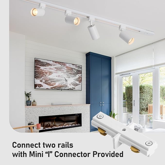 8-Light LED Track Lighting Kit with 6.6FT H Track Lighting Rails & Floating Canopy Connector, GU10 Track Light Kit, Modern Kitchen Track Lighting Fixtures Ceiling Spot Light, White (No Bulbs)
