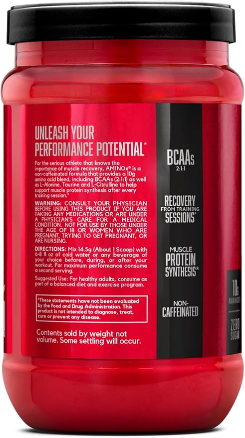 BSN Amino X Muscle Recovery & Endurance Powder, BCAAs, 10 Grams of Amino Acids, Keto Friendly, Caffeine-Free, Support Endurance, Zero Sugar, Fruit Punch, 30 servings, 15.34 Ounce (Packaging May Vary)