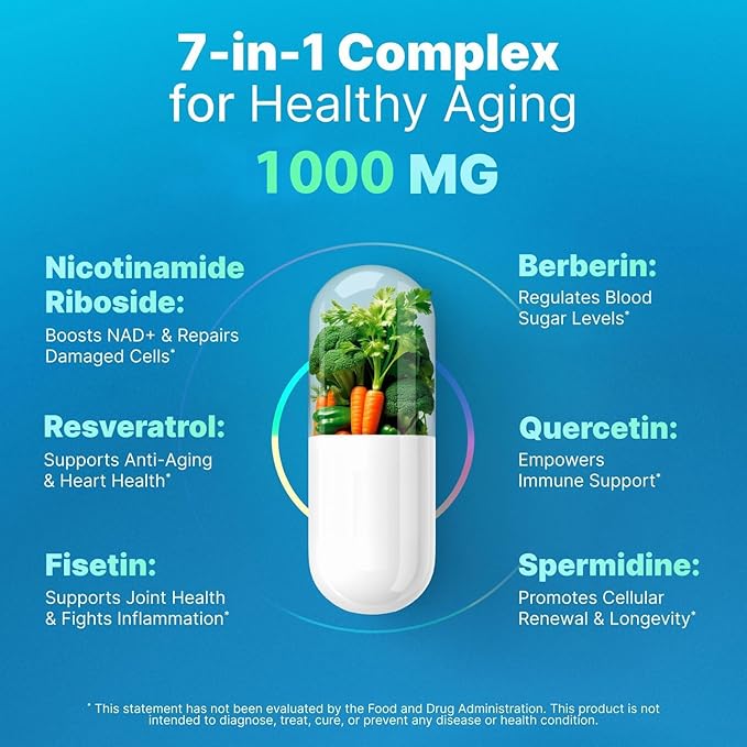 Supplément Liposomal Nicotinamide Riboside NR Resvératrol NAD : Nicotinamide 500mg avec Fisetine, Poudre de Resvératrol Spermidine Berbérine Supplément NAD Resvératrol 500 mg - 60 gélules Lot de 4