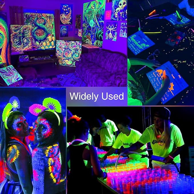 Onforu 6 Pack 38W LED Black Lights, Blacklight Flood Light with Plug, IP66 Waterproof, for Halloween Party, Glow in The Dark, Stage Lighting, Aquarium, Body Paint, Fluorescent Poster, Neon Glow,Black