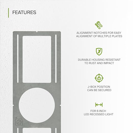 ASD 72 Pack New Construction Mounting Plate Round Hole - 6 Inch Flat Galvanized Steel Wafer Light Rough in Plate, Shallow Light Fixture Mounting Bracket for LED Recessed Lighting