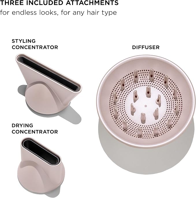 T3 LuxeDry Ionic Hair Dryer Set, Blow Dryer with Diffuser for Curly, Wavy & All Hair Types, Drying & Styling Concentrators, 3 Heat & 2 Speed Settings, Cool Shot, Frizz-Free Shine