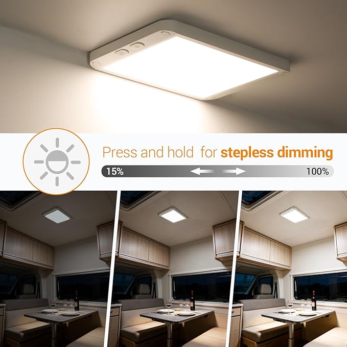 CT CAPETRONIX RV Lights Interior 12V, 6W Ultra Thin LED Camper Lights 3 Color Temp, Dimmable Anti-Glare 12 Volt LED Light Fixture, RV Ceiling Dome Light with Switch for RV/Camper/Trailer/Boat (2Pack)
