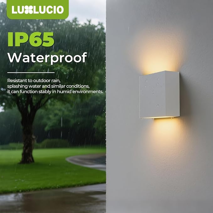 2 Pack Bright Silver Up and Down LED Wall Sconce, IP65 Waterproof Indoor Outdoor Wall Lamp, 18W 1620lm 5%-100% Dimmable, 5CCT 2700K-5000K, CRI90+, 120V-277V Modern Lighting for Bedroom Porch