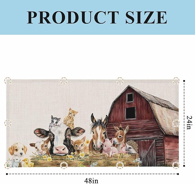 1 Pack Magnetic Fluorescent Light Covers, Farm Barn Horse Sheep Cat Animal Country Retro Linen Background Magnetic Light Covers for Ceiling Lights Classroom Office Home Decor