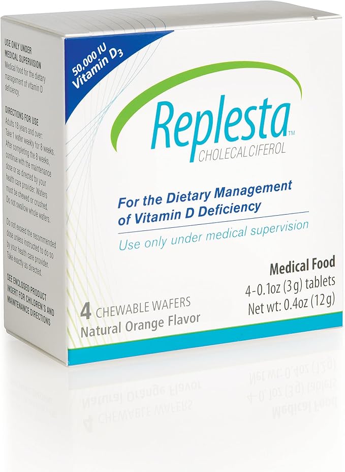 50 000 UI de Cholécalciférol Vitamine D3, pour carence en Vitamine D, plaquette à croquer une fois par semaine, sans OGM, saveur orange naturelle, 4 unités (lot de 1)