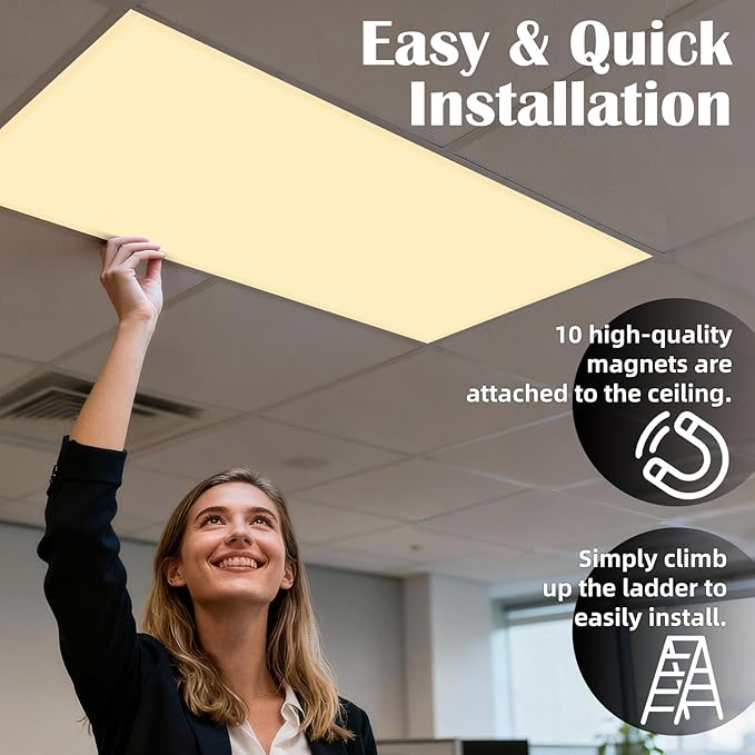 ANGSYLTH 8 Pcs Fluorescent Light Covers - 4 x 2 Feet Covers for Ceiling Lights, 8 x 10 Magnetic Light Filters for Classroom, Office, Hospitals (Warm Yellow)