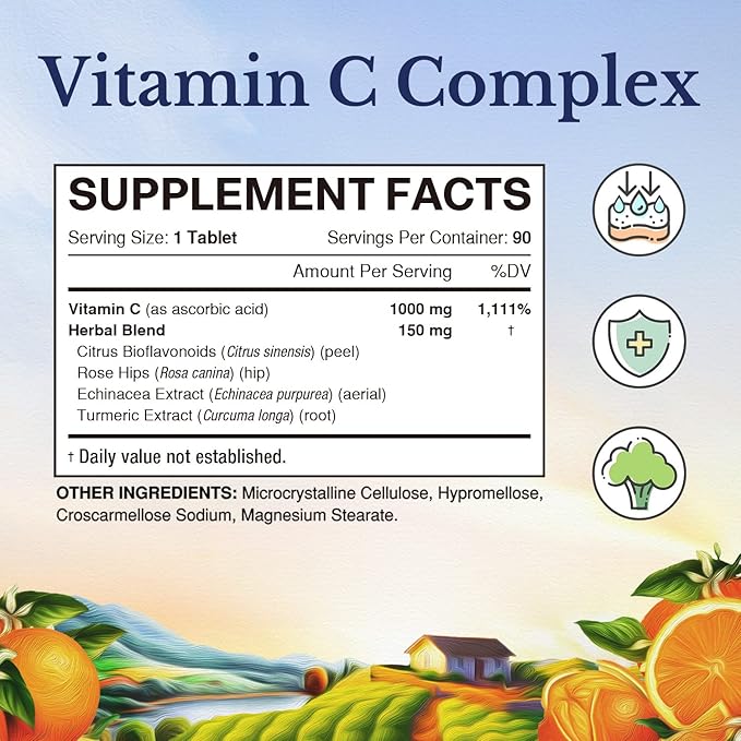 Vitalitown Vitamin D3 K2 Supplement and Vitamin C Complex 1000mg