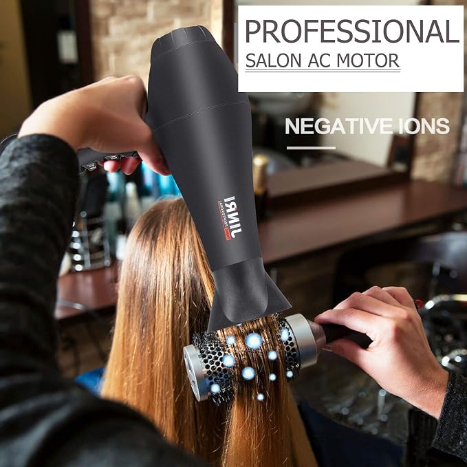 Hair Dryer 1875W, Negative Ionic Fast Dry Low Noise Blow Dryer, Professional Salon Hair Dryers with Diffuser, Concentrator, Styling Pik, 2 Speed and 3 Heat Settings (Bk)