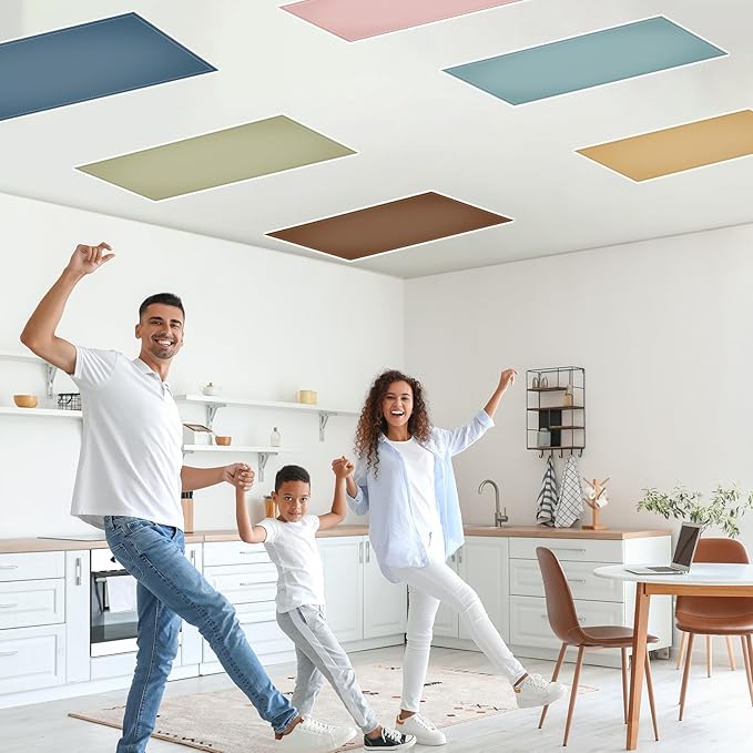 QOUBAI 6PCS Fluorescent Light Covers, 4x2 Feet Magnetic Light Cover Fluorescent Lights Shade Panel Positive Inspirational Ceiling Lights Filters for Office Classroom Home Drop Ceiling Boho