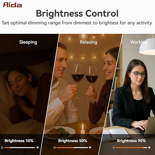 AIDA Digital Toggle Dimmer Switch for Dimmable LED, CFL & Incandescent Bulbs, Single Pole/3-Way, Screwless Wall Plate Included, UL Listed, No Neutral Wire Needed, Black, (10 Pack)