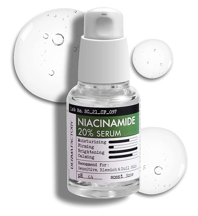 Sérum Visage Concentré 20 % Niacinamide Vitamine B3 – Eau de Rose de Damas 64,5 % Sans Parfum Anti-Âge Minimise les Pores Lisse les Ridules Peaux Sensibles et Ternes Soin Coréen (30 ml)