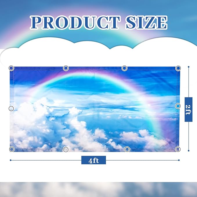 Hortsun 12 Pcs Fluorescent Light Covers Bulk, 4 x 2 ft Magnetic Fluorescent Drop Ceiling Lighting Covers Light Filter Shade for Home, Office, Hospital, School Classroom Decoration(Rainbow in Blue Sky)