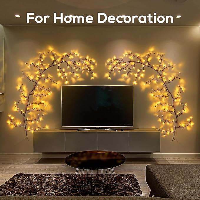 YCoisini Enchanted Willow Vine Lights for Home Decor with 160LEDs, 8.2FT Wall Decoration Light with 8 Remote Control Modes (Brown)(1PCS)