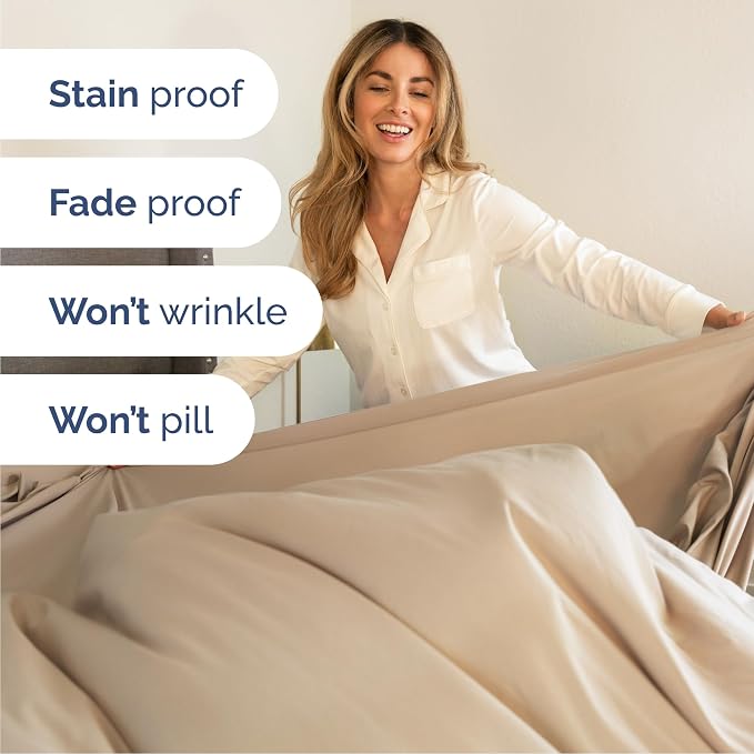 Cal King 6 Piece Sheet Set - Comfy Breathable & Cooling - Ultra-Soft Hotel Luxury Bedding Set with 8-16 Inch Deep Pockets - 1 Flat & 1 Fitted Sheet & 4 Pillowcases - Wrinkle Free & Easy Care - Cream