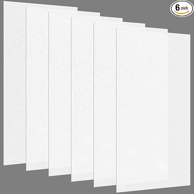Pushglossy 6 Pack 22.5" x 46.5" x 0.08" Frosted Fluorescent Light Diffuser Panels, Translucent Polystyrene Sheet Replacement for 2x4ft Drop Ceiling Lights for Classroom Office Home