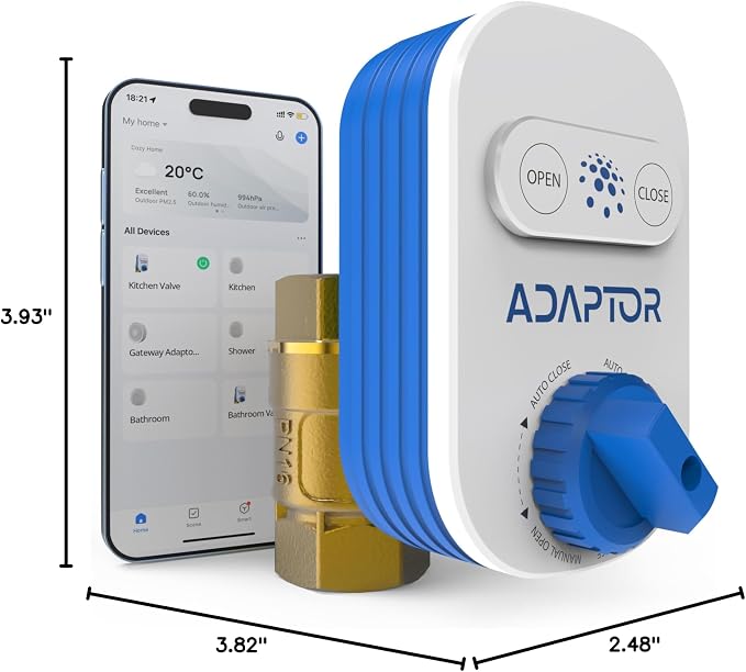 Smart Zigbee 3.0 Water Shut Off Valve 3/4" | Automatic Shut Off Valve for Leak Detection Sensors, Tuya Smart Compatible, Requires Zigbee Hub & Sensors | IP55 Waterproof, Built-in Capacitor