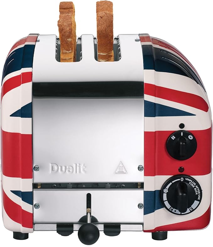 Dualit Classic 2 Slice NewGen Toaster - Limited Edition - Stainless Steel - Hand Built in the UK - Replaceable ProHeat Elements - 120V - Defrost Bread - Mechanical Timer - Union Jack Classic Toaster