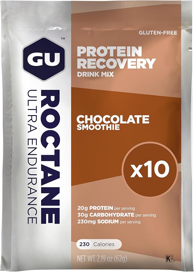 GU Energy Roctane Ultra Endurance Protein Recovery Drink Mix, Gluten-Free and Kosher Dairy, Recovery Support After Any Workout, 10 Packets, Vanilla Bean