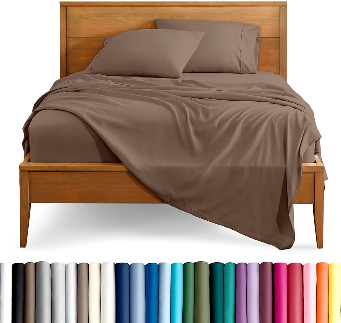 Bare Home Twin XL Sheet Set - 1800 Ultra-Soft Microfiber Twin Extra Long Bed Sheets - Double Brushed - Deep Pockets - Easy Fit - 3 Piece Set - Bedding Sheets & Pillowcases (Twin XL, Taupe)