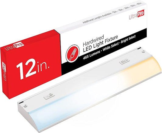 UltraPro 12 inch Hardwired Under Cabinet Lights, 3 Color Settings - 2700K/4000K/5000K - Warm White, Cool White, and Daylight, Under Cabinet Lighting, Dimmable Under Counter Lights for Kitchen, 45366
