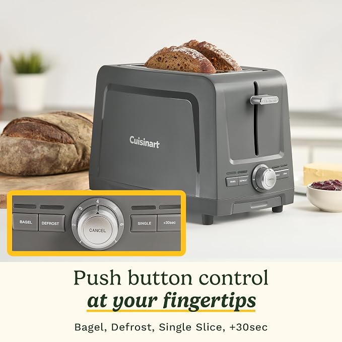 Cuisinart Core Collection 2-Slice Toaster | Extra-Long Slots for Artisan Bread | Bagel Setting |High-Lift Quickview™ | Single Slice & Defrost Functions | +30sec Toast Boost |Removable Crumb Tray