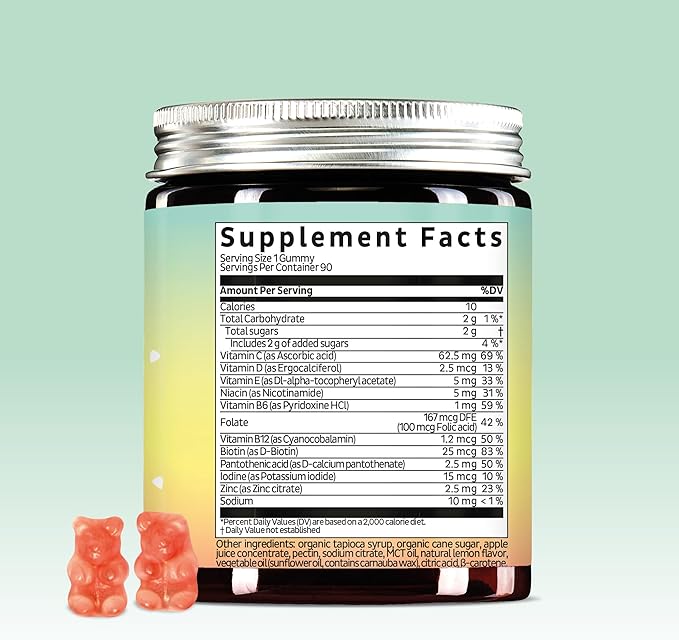 Bears with Benefits Gommes Soutien Immunitaire – Vitamines C, D, B6 et B12 – Stimulant Immunitaire Quotidien – Végétalien, Arômes Naturels (30 Gommes)