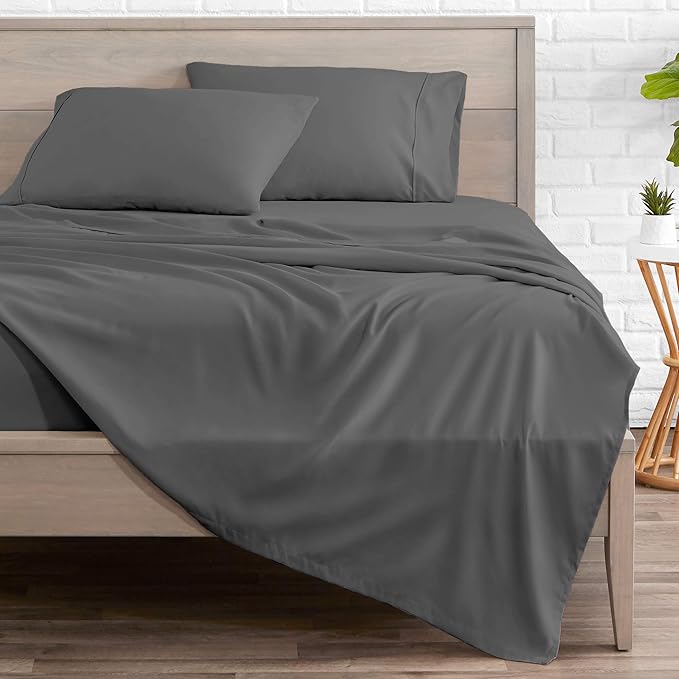 Bare Home Full XL Sheet Set - 1800 Ultra-Soft Microfiber Full Extra Long Bed Sheets - Double Brushed - Deep Pockets - Easy Fit - 4 Piece Set - Bedding Sheets & Pillowcases (Full XL, Grey)